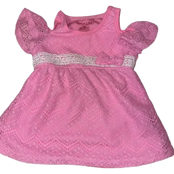 Colette Lilly Dresses | Colette Lilly Infant Girls Cold Shoulder Dress Size 18 Months Pink Lace Overlay | Color: Pink | Size: 18mb | Weswife1's Closet